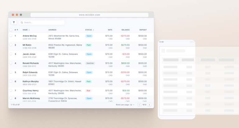 Designing data table for mobile | MI Robin